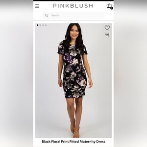 Pink Blush Fitted Floral Maternity Dress Small